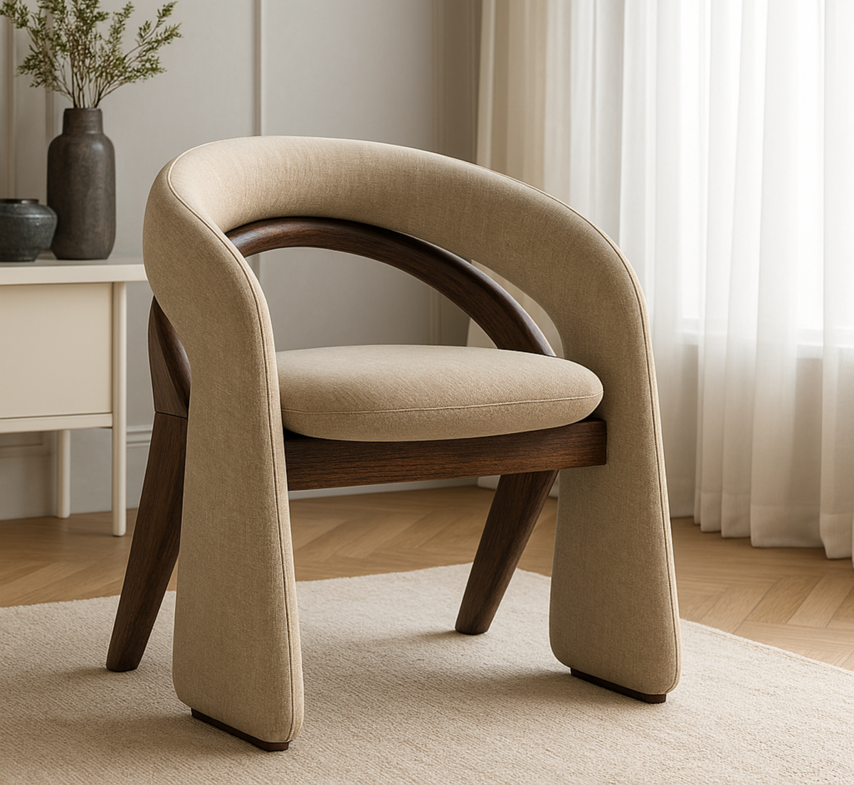Ramya Wooden Plush Armchair