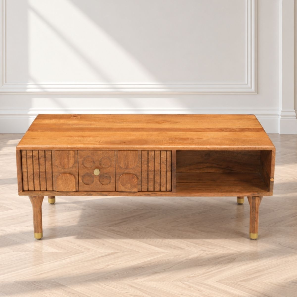 Aks Solid wood Storage Centre Table - Centre Tables - Gharaana