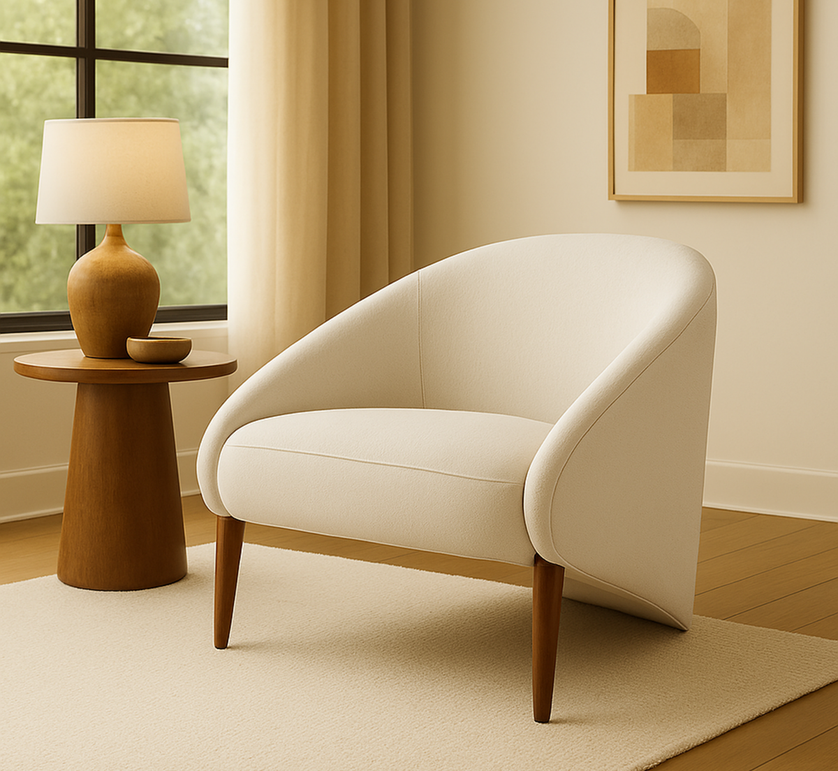 Riva Wooden Plush Armchair