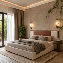 Avo 100% Solid Wood Upholstered Bed - Beds - Gharaana