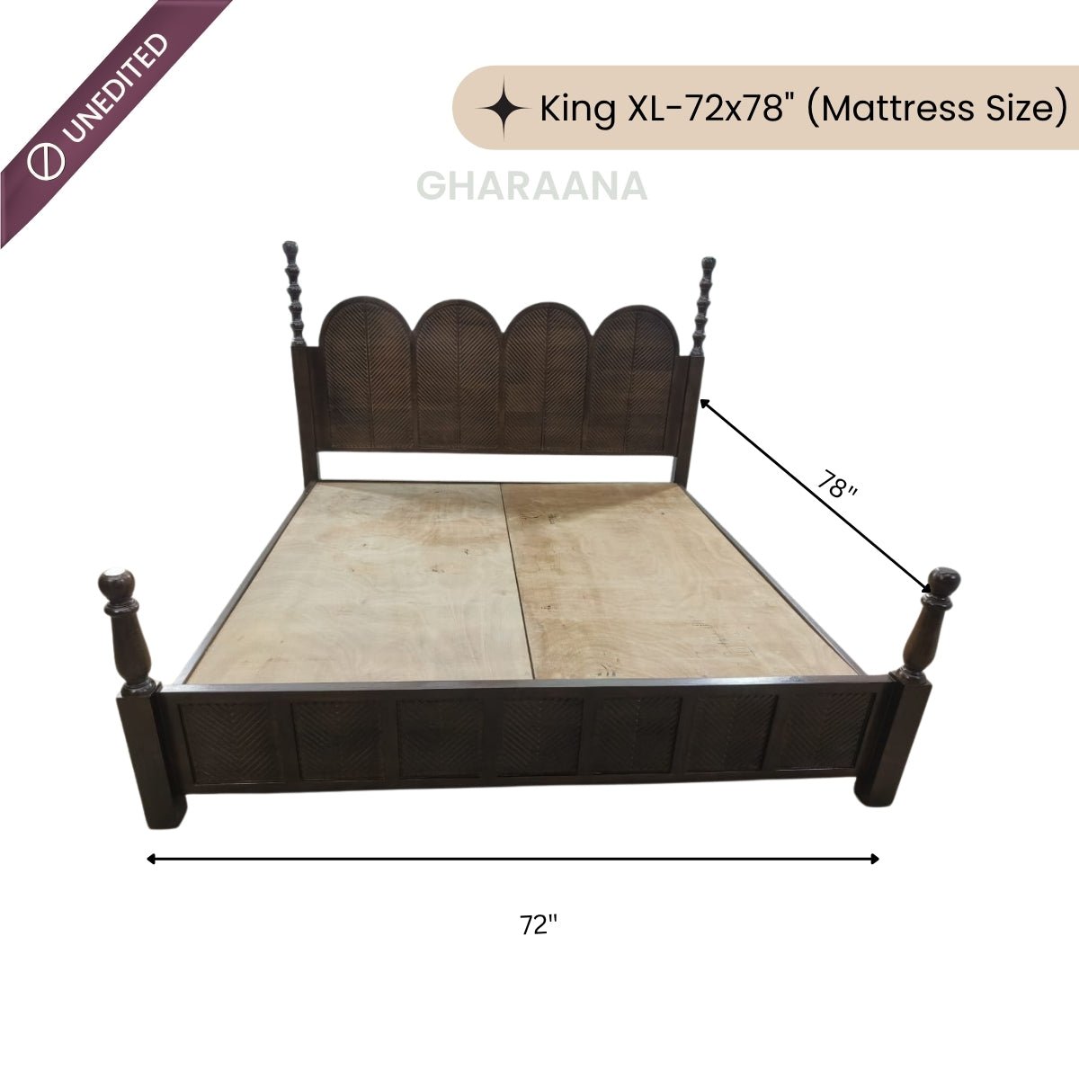 Kavya 100% Solid Wood Bed - Beds - Gharaana