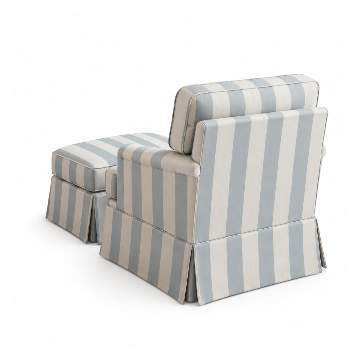 Victorian Wooden Plush Armchair With Ottoman