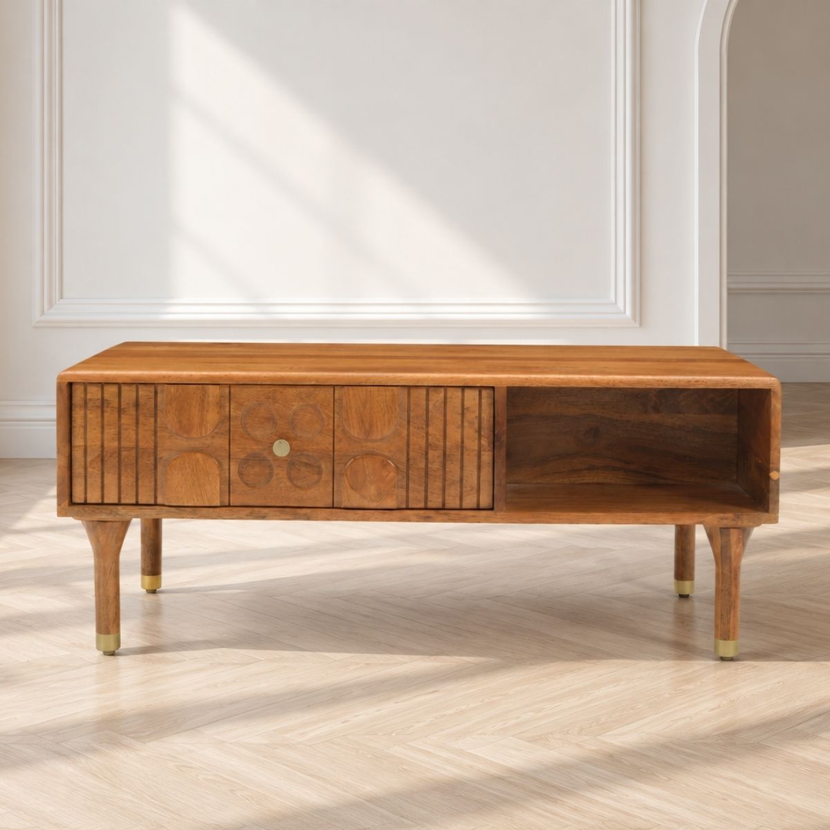 Aks Solid wood Storage Centre Table - Centre Tables - Gharaana