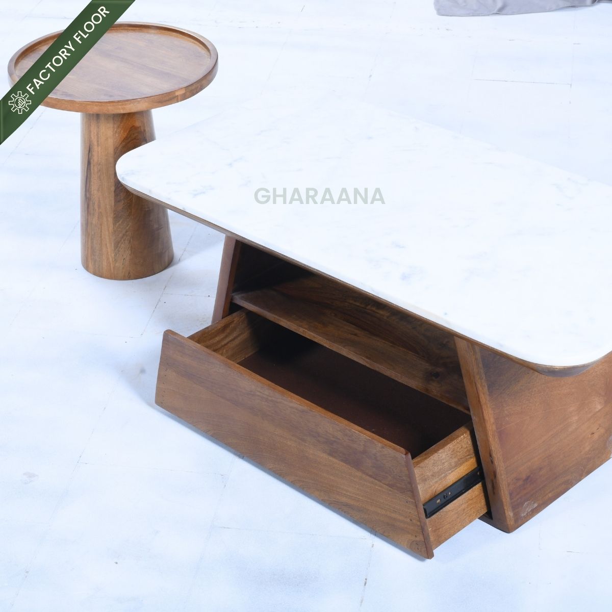 Spectra Marble top s/2 Nesting Centre Tables - Centre Tables - Gharaana
