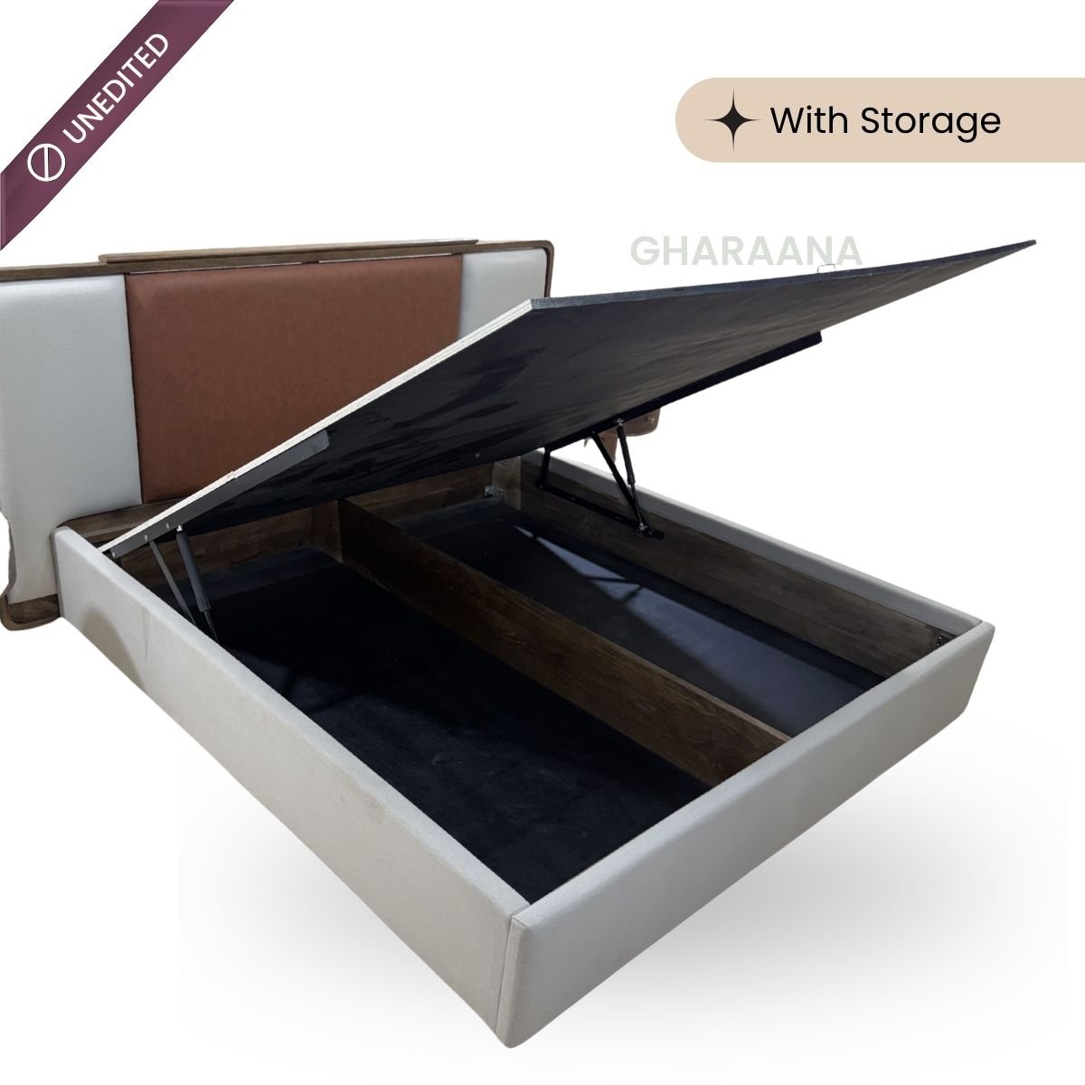 Avo 100% Solid Wood Upholstered Bed - Beds - Gharaana
