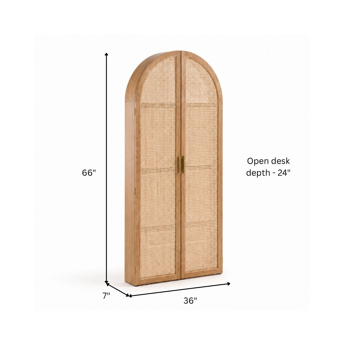 Hampton Wooden & Cane Home Office Working Desk - Office Desk - Gharaana
