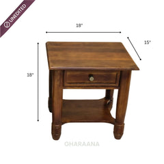 Cheryl Wooden Bedside Table - Bedsides - Gharaana