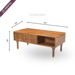 Aks Solid wood Storage Centre Table - Centre Tables - Gharaana
