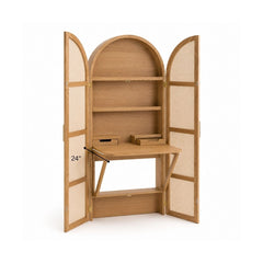 Hampton Wooden & Cane Home Office Working Desk - Office Desk - Gharaana