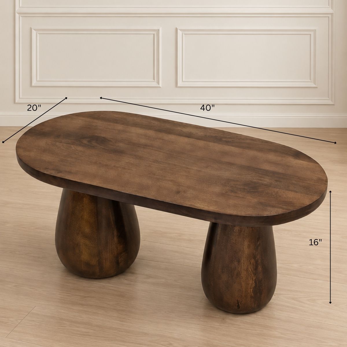 Akira Oval top Solid Wood Center Table - Centre Tables - Gharaana