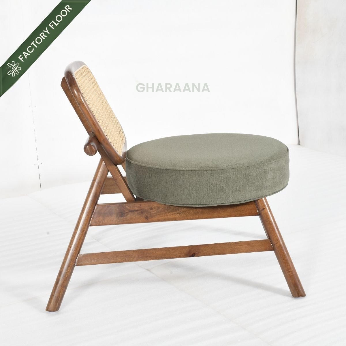 Abby Wooden Plush Armchair - Armchairs - Gharaana