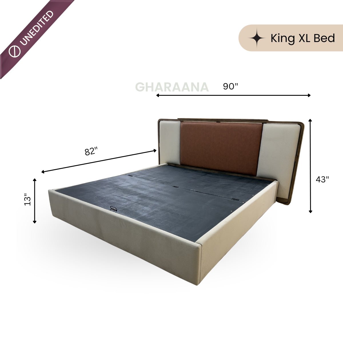 Avo 100% Solid Wood Upholstered Bed with Bedside Tables - Beds - Gharaana