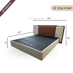 Avo 100% Solid Wood Upholstered Bed with Bedside Tables - Beds - Gharaana