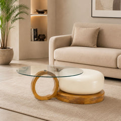 Amiya Glass and Metal Nesting Centre Tables - Centre Tables - Gharaana