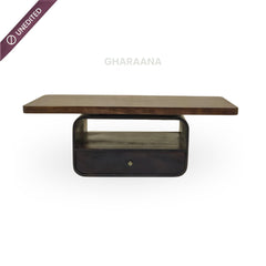 Sibaya Wooden Storage Center Table with wheels - Centre Tables - Gharaana