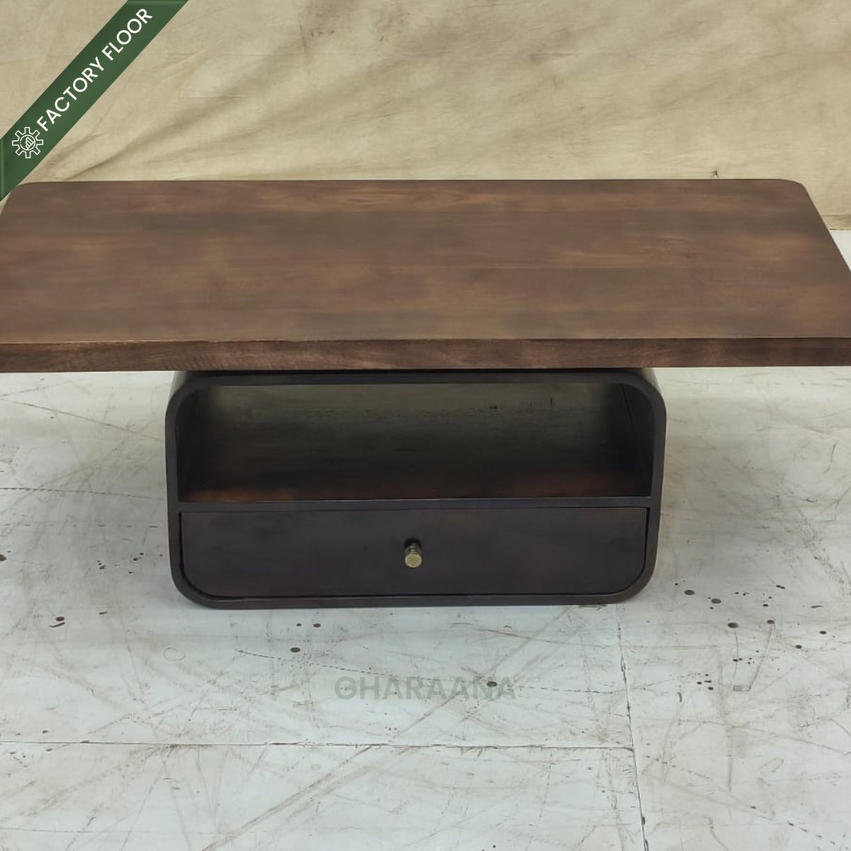 Sibaya Wooden Storage Center Table with wheels - Centre Tables - Gharaana