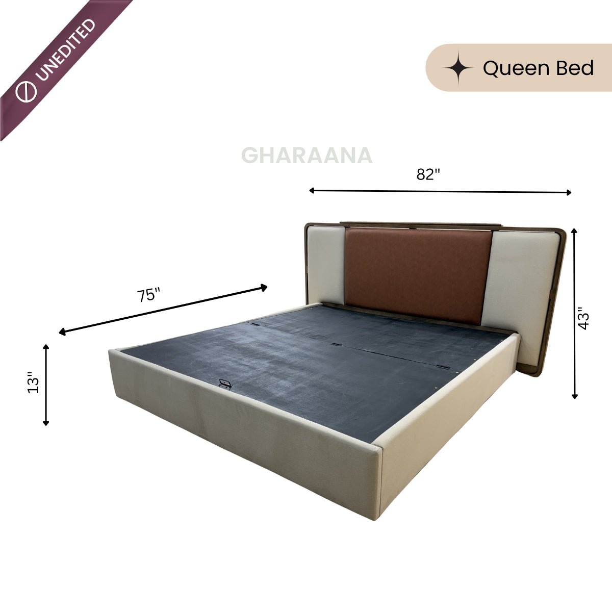 Avo 100% Solid Wood Upholstered Bed with Bedside Tables - Beds - Gharaana