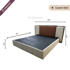 Avo 100% Solid Wood Upholstered Bed with Bedside Tables - Beds - Gharaana