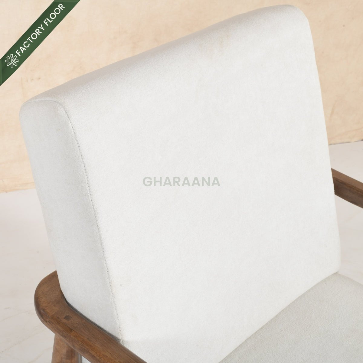 Kiyan Wooden Plush Armchair - Armchairs - Gharaana