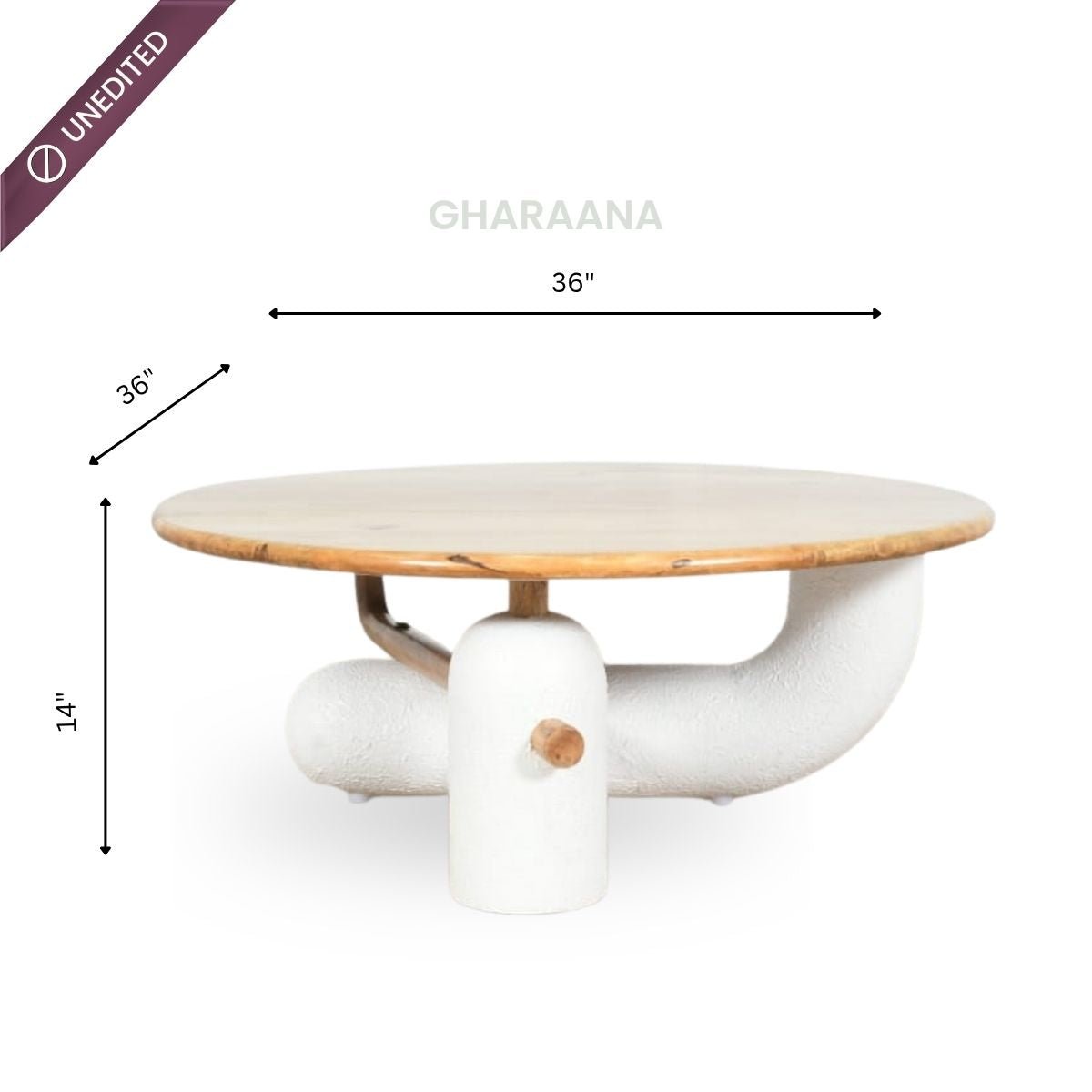 Aurum Round Stone Finish Coffee Table - Centre Tables - Gharaana