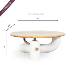 Aurum Round Stone Finish Coffee Table - Centre Tables - Gharaana
