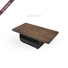 Sibaya Wooden Storage Center Table with wheels - Centre Tables - Gharaana