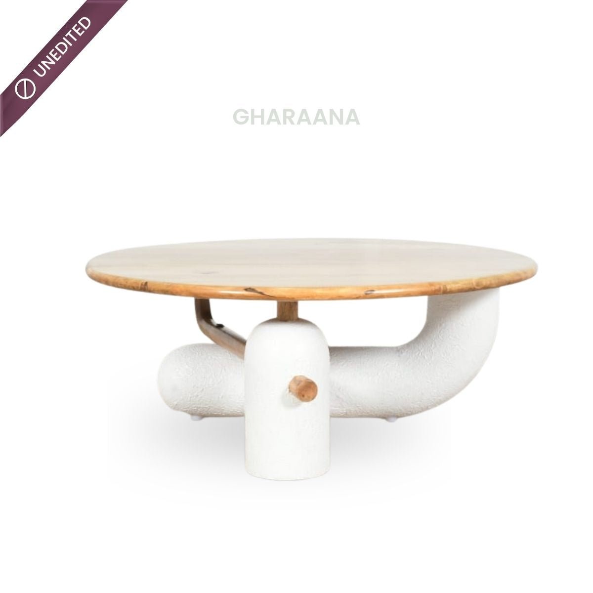 Aurum Round Stone Finish Coffee Table - Centre Tables - Gharaana