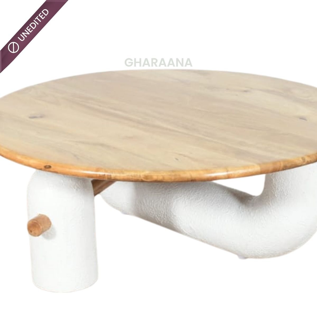 Aurum Round Stone Finish Coffee Table - Centre Tables - Gharaana