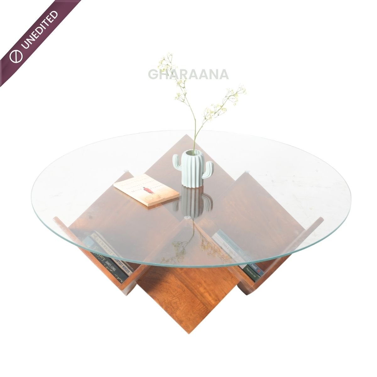 Zina Glass top Contemporary Centre Table - Centre Tables - Gharaana