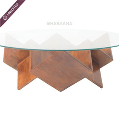 Zina Glass top Contemporary Centre Table - Centre Tables - Gharaana