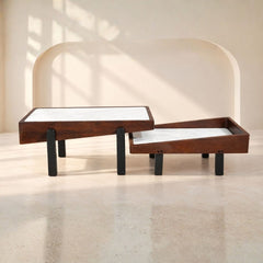Panache Marble top Extra long Centre Tables (set of 2) - Centre Tables - Gharaana