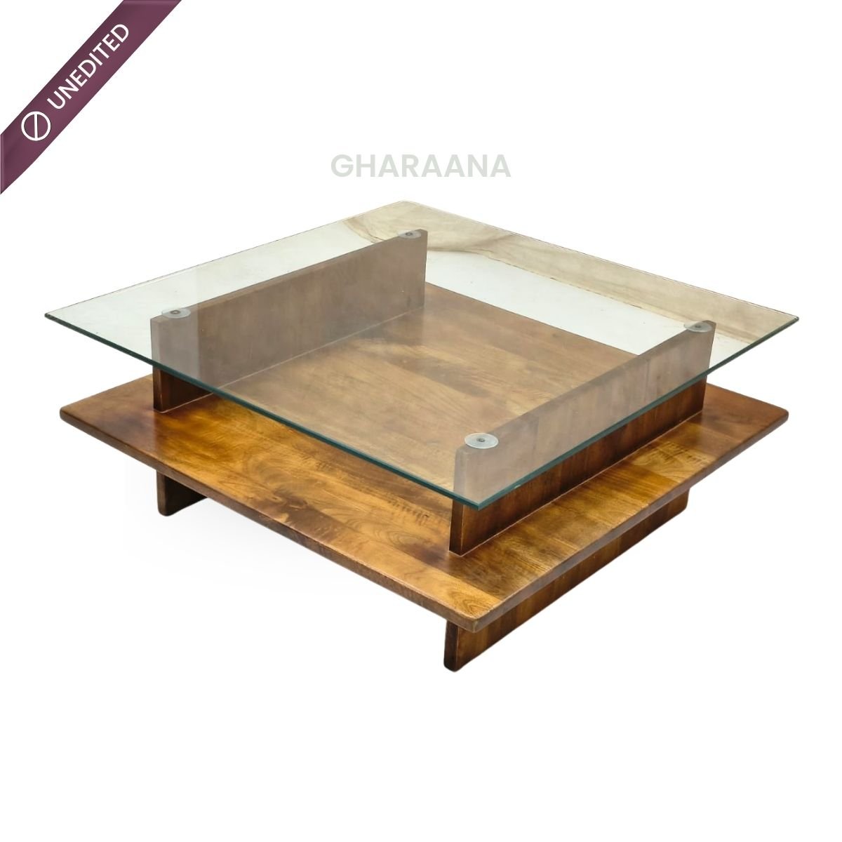Bella Glass Top Solid Wood Center Table - Centre Tables - Gharaana