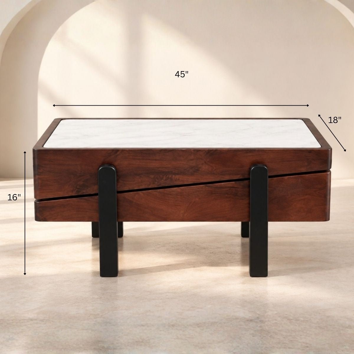 Panache Marble top Extra long Centre Tables (set of 2) - Centre Tables - Gharaana