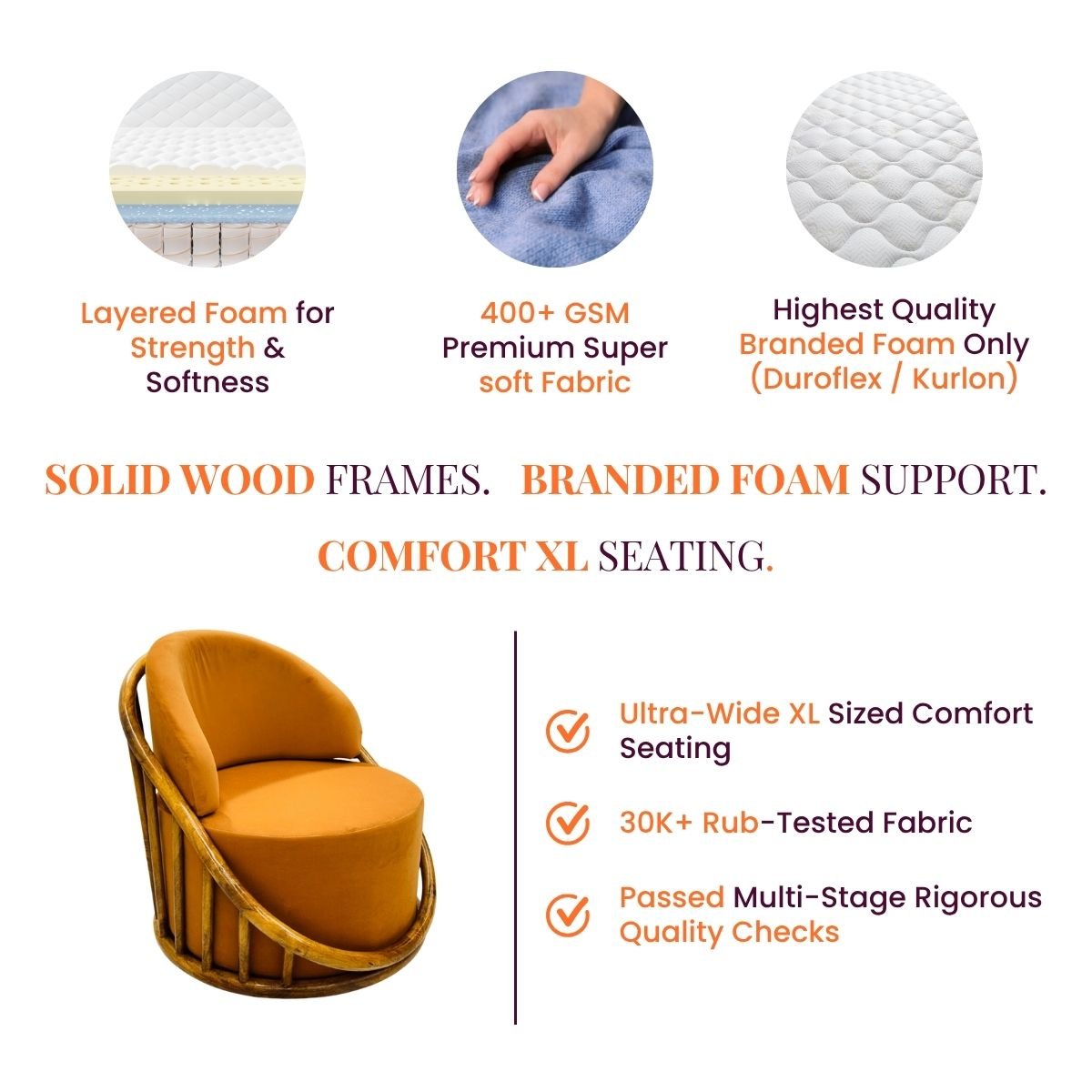Sloan Plush Wooden Armchair - Armchairs - Gharaana