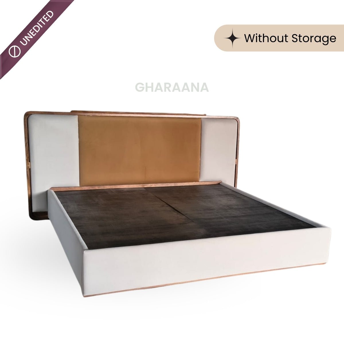 Avo 100% Solid Wood Upholstered Bed with Bedside Tables - Beds - Gharaana