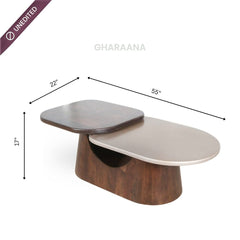 Bruno Solid Wood 2 - Tier Center Table - Centre Tables - Gharaana