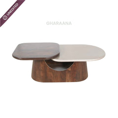 Bruno Solid Wood 2 - Tier Center Table - Centre Tables - Gharaana