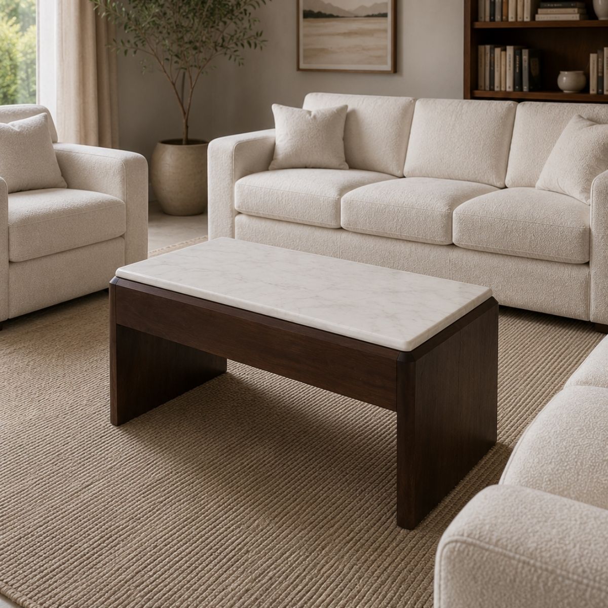 Ivana Marble top Contemporary Coffee Table - Centre Tables - Gharaana
