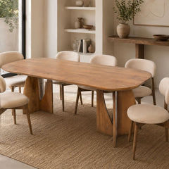 Crescent Wooden Dining Table Set - Dining Set - Gharaana