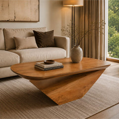 Gravity Modern Solid Wood Coffee Table - Large - Centre Tables - Gharaana