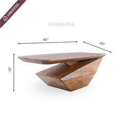 Gravity Modern Solid Wood Coffee Table - Large - Centre Tables - Gharaana