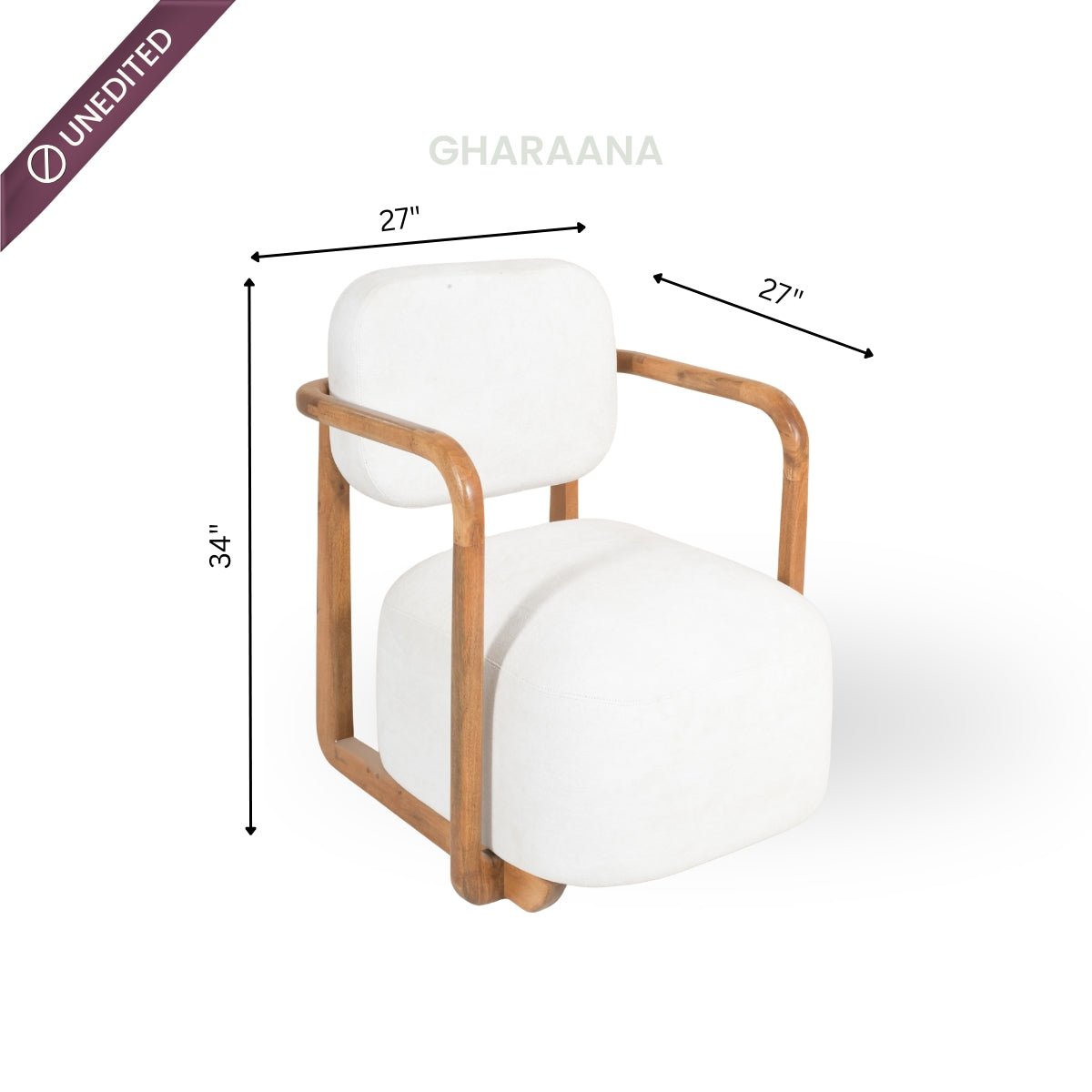 Ojas Wooden Plush Armchair - Armchairs - Gharaana
