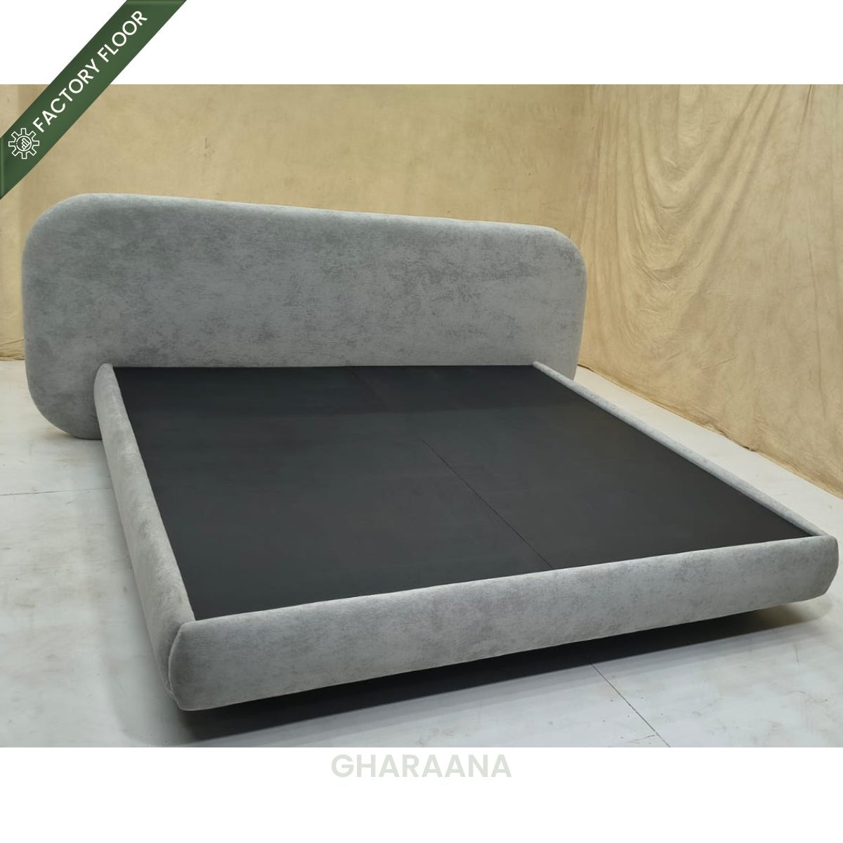 Plush 100% Solid Wood Upholstered Bed - Beds - Gharaana