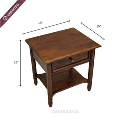 Lavanya Wooden Bedside Table - Bedsides - Gharaana