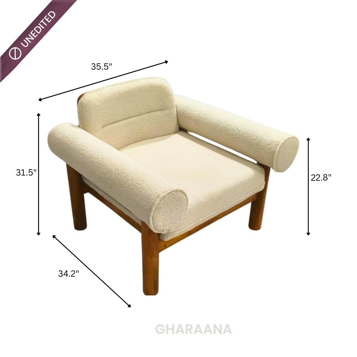 Casa Wooden Plush Armchair - Armchairs - Gharaana