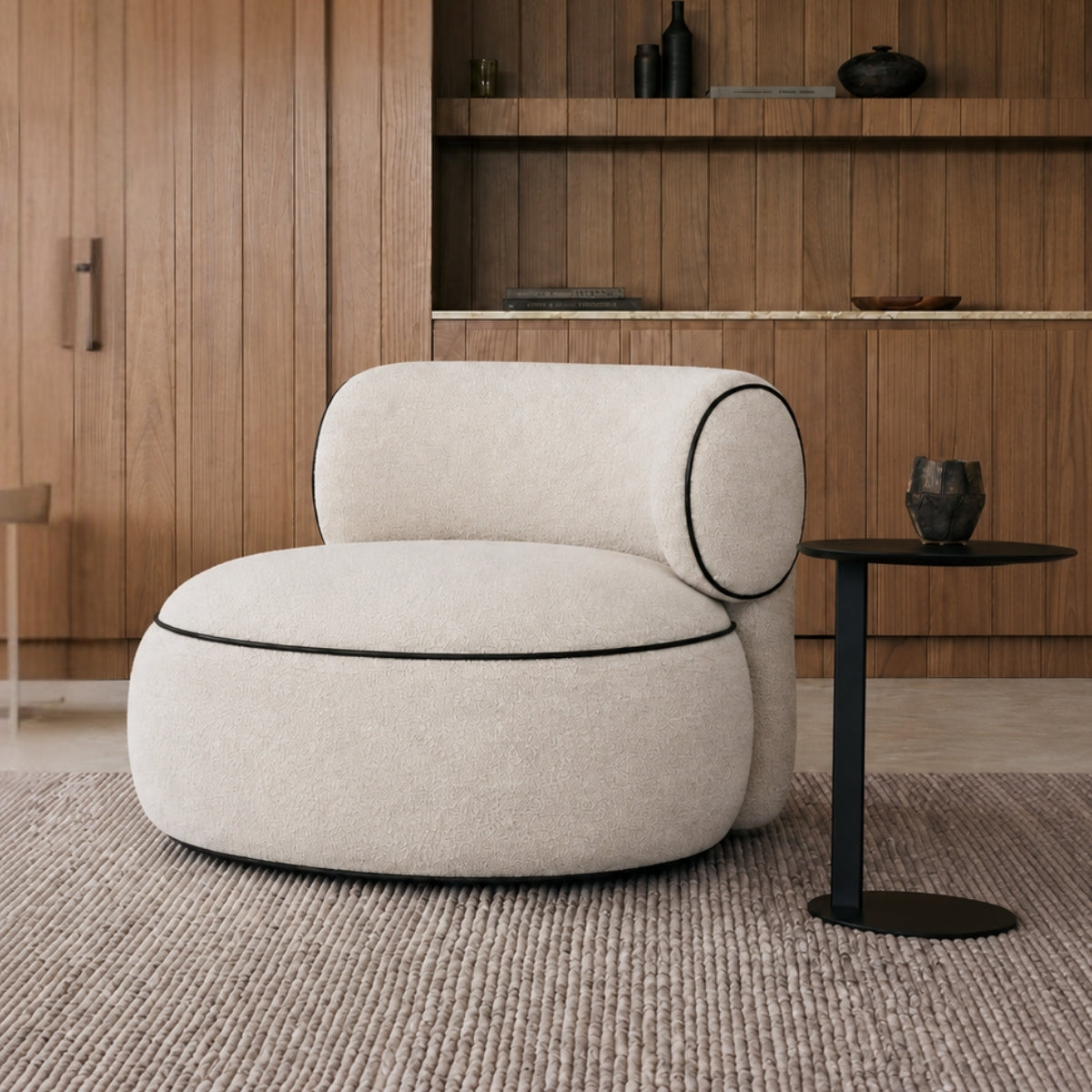 Moon Wooden Plush Armchair