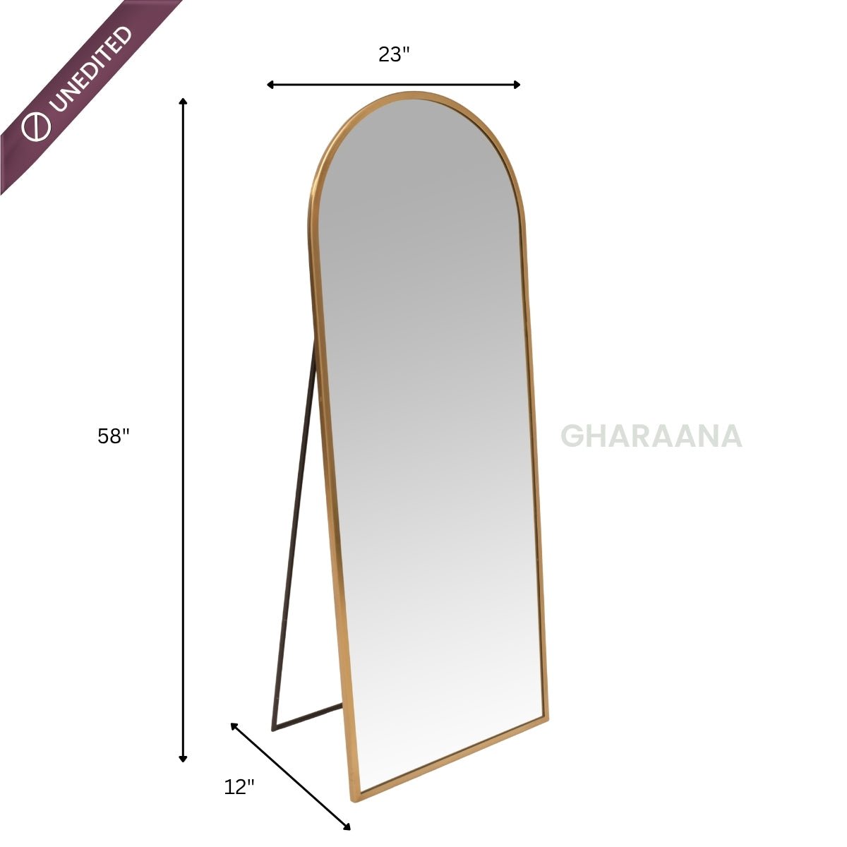 Arched Metal Floor Mirror with Stand - Mirrors - Gharaana