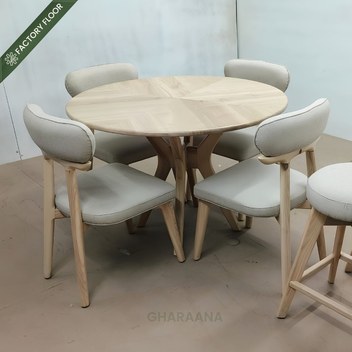 Spector Round Wooden Dining Table Set - Dining Set - Gharaana