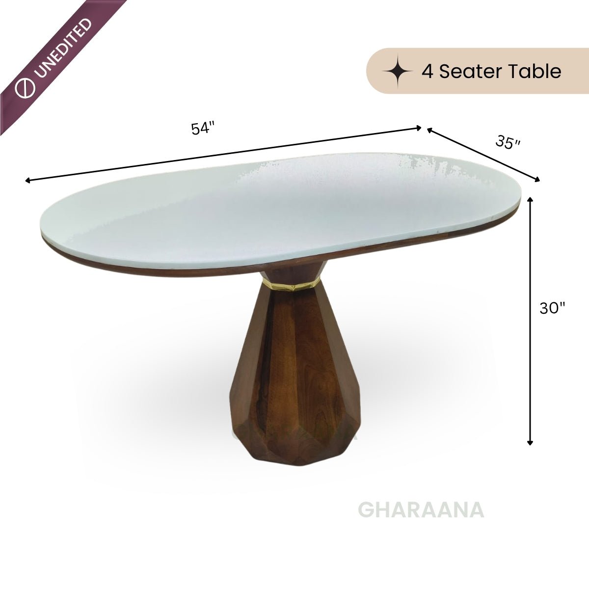 Barlow Marble-Top Wooden Dining Table Set - Dining Set - Gharaana