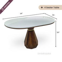Barlow Marble-Top Wooden Dining Table Set - Dining Set - Gharaana